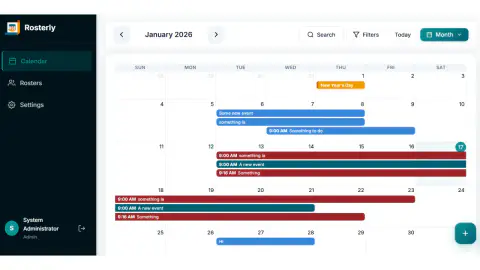 Screenshot of Rosterly Time Management System